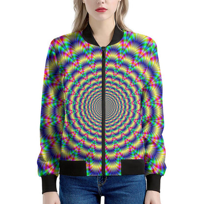 Psychedelic Explosion Optical Illusion Women's Bomber Jacket