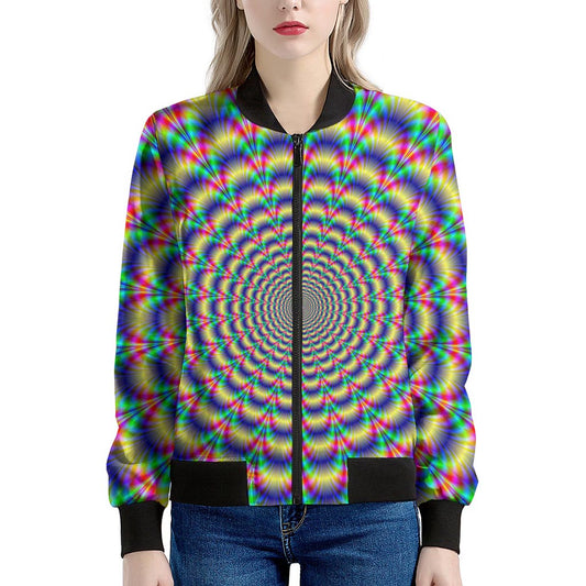 Psychedelic Explosion Optical Illusion Women's Bomber Jacket