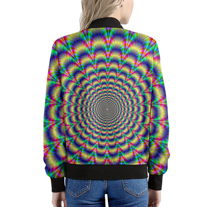Psychedelic Explosion Optical Illusion Women's Bomber Jacket