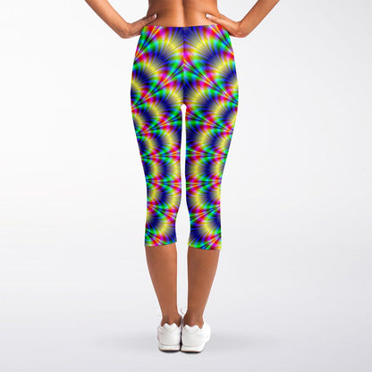 Psychedelic Explosion Optical Illusion Women's Capri Leggings