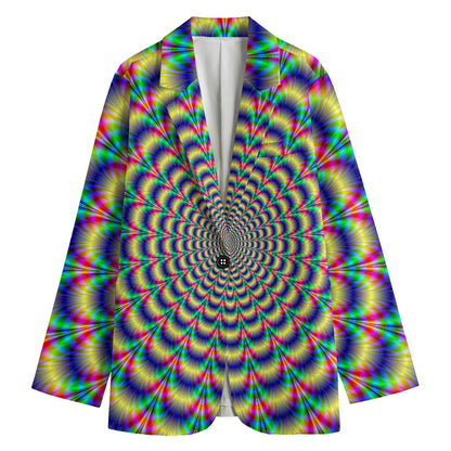 Psychedelic Explosion Optical Illusion Women's Cotton Blazer