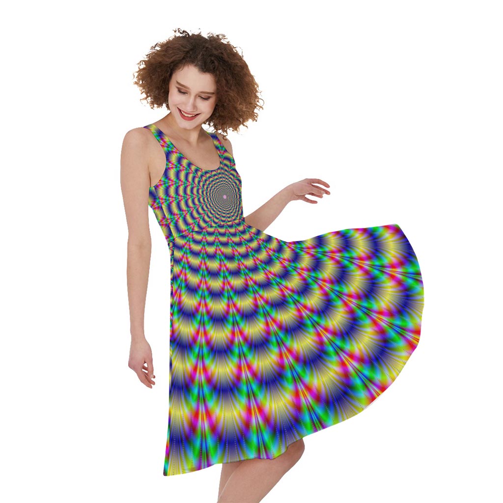 Psychedelic Explosion Optical Illusion Women's Sleeveless Dress