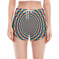 Psychedelic Explosion Optical Illusion Women's Split Running Shorts
