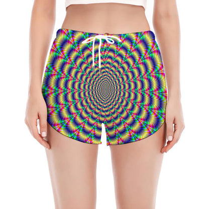 Psychedelic Explosion Optical Illusion Women's Split Running Shorts