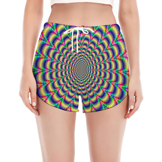 Psychedelic Explosion Optical Illusion Women's Split Running Shorts