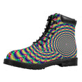Psychedelic Explosion Optical Illusion Padded Collar Lace Up Boots