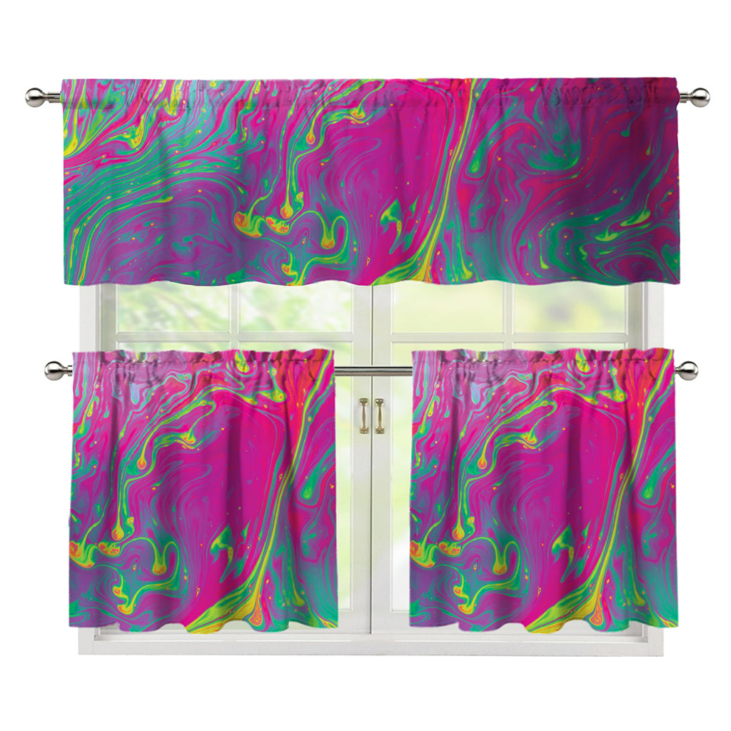 Psychedelic Formed Print 3 Piece Kitchen Curtains