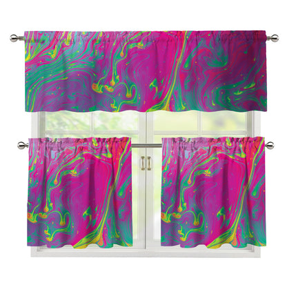 Psychedelic Formed Print 3 Piece Kitchen Curtains