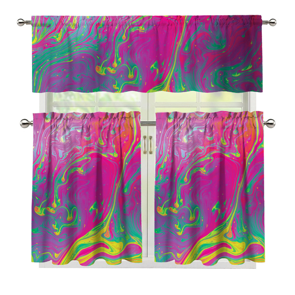 Psychedelic Formed Print 3 Piece Kitchen Curtains