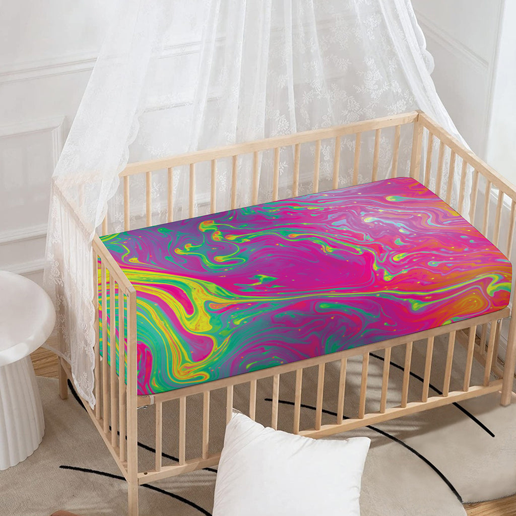 Psychedelic Formed Print Baby Crib Sheet