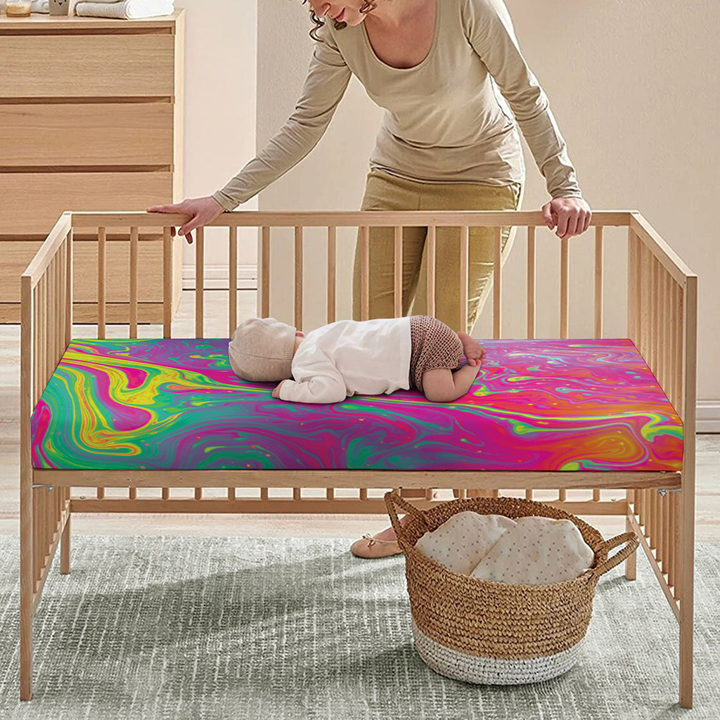 Psychedelic Formed Print Baby Crib Sheet