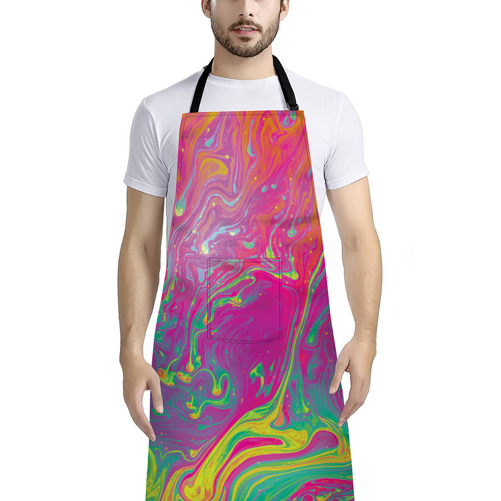 Psychedelic Formed Print Bib Apron With Pocket