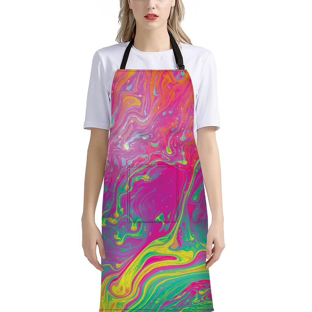 Psychedelic Formed Print Bib Apron With Pocket