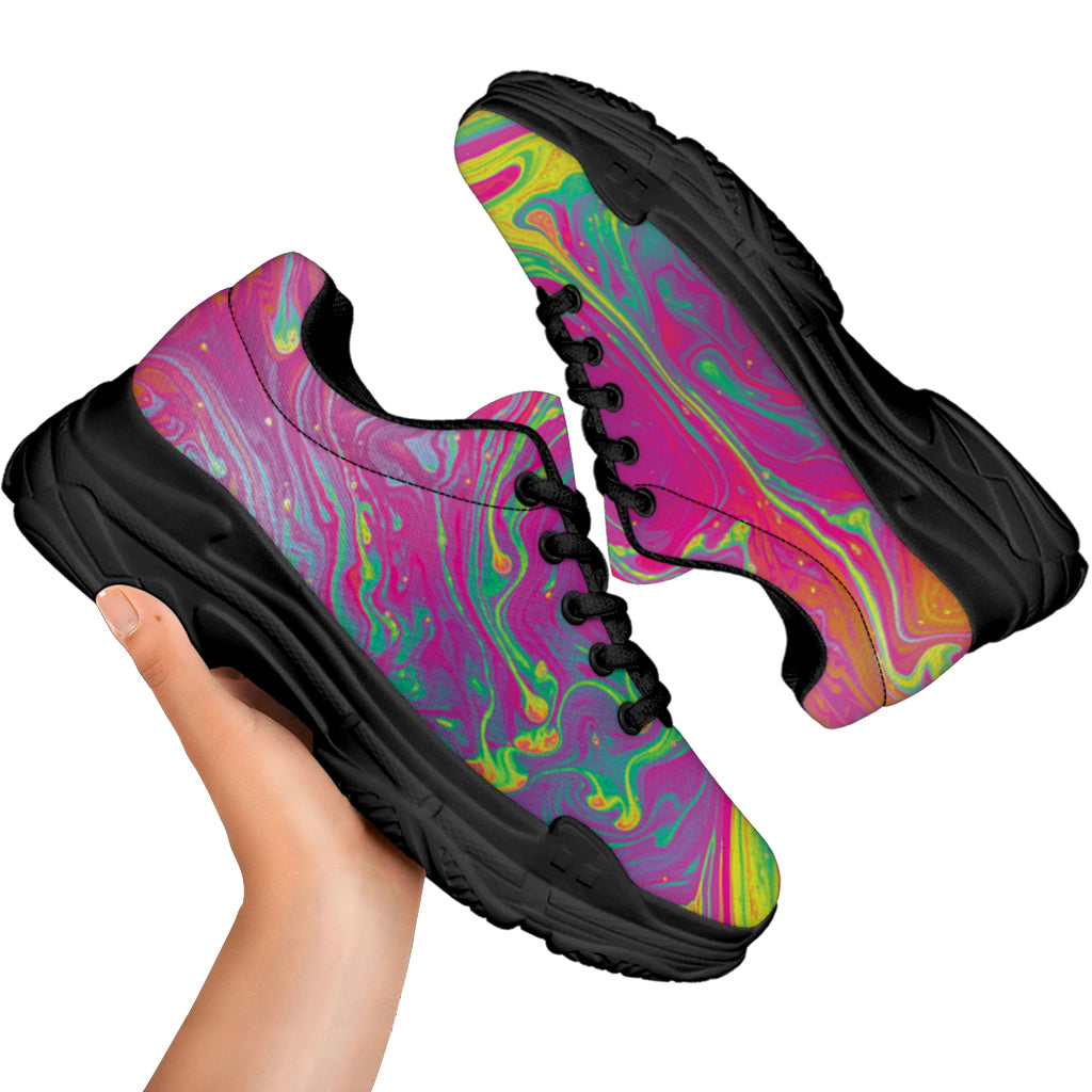 Psychedelic Formed Print Black Chunky Shoes
