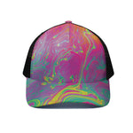 Psychedelic Formed Print Black Mesh Trucker Cap