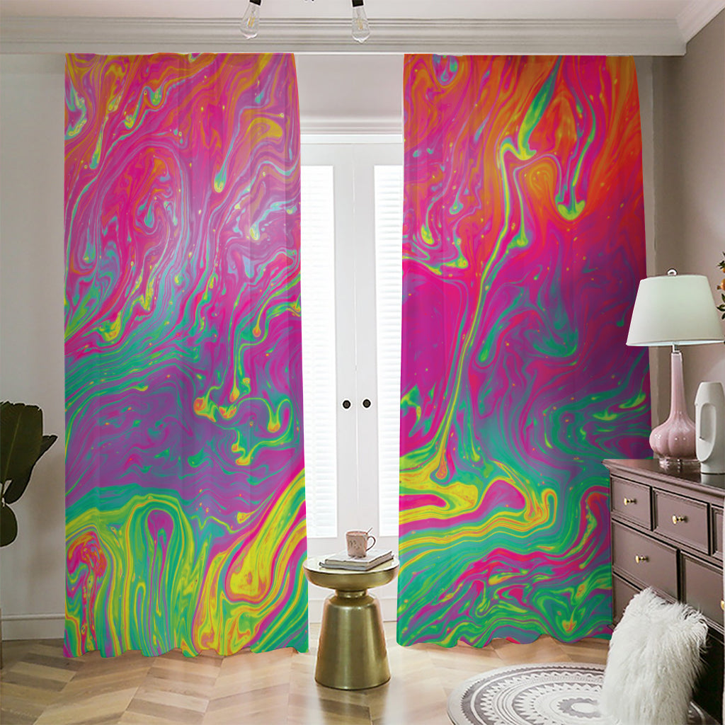 Psychedelic Formed Print Blackout Pencil Pleat Curtains