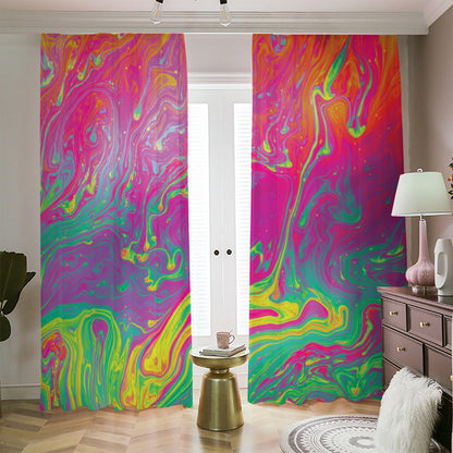 Psychedelic Formed Print Blackout Pencil Pleat Curtains