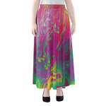 Psychedelic Formed Print Chiffon Maxi Skirt