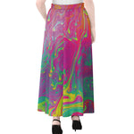 Psychedelic Formed Print Chiffon Maxi Skirt