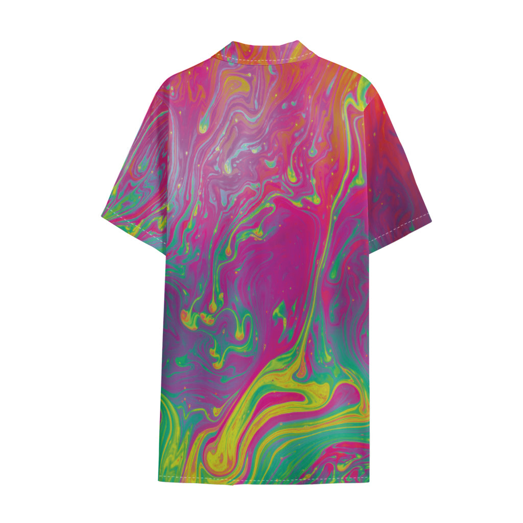 Psychedelic Formed Print Cotton Hawaiian Shirt