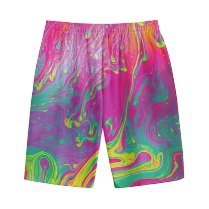 Psychedelic Formed Print Cotton Shorts