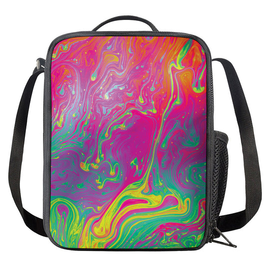 Psychedelic Formed Print Crossbody Lunch Bag
