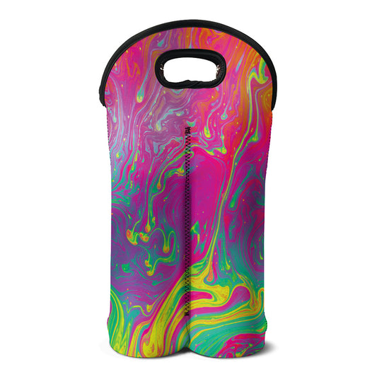 Psychedelic Formed Print Double Neoprene Wine Tote