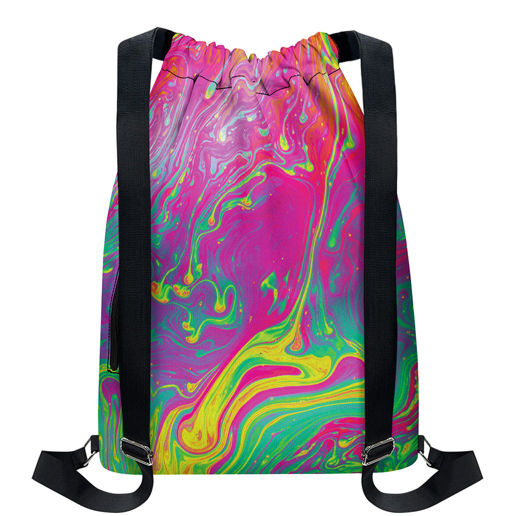 Psychedelic Formed Print Drawstring Backpack