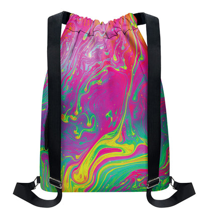 Psychedelic Formed Print Drawstring Backpack