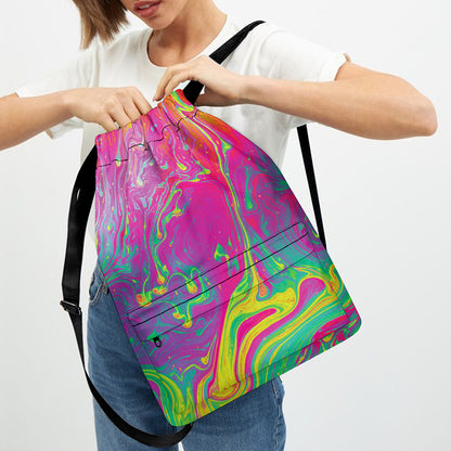 Psychedelic Formed Print Drawstring Backpack