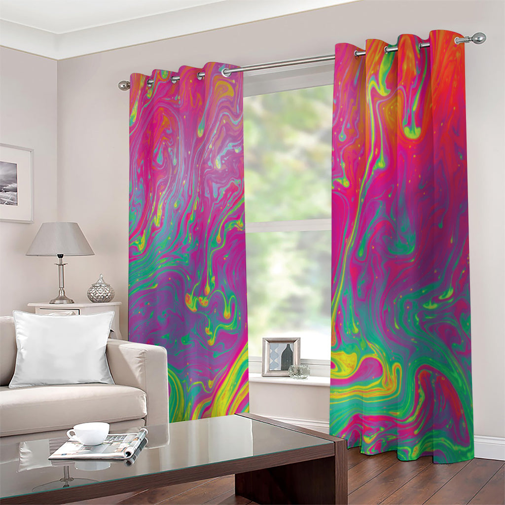 Psychedelic Formed Print Extra Wide Grommet Curtains