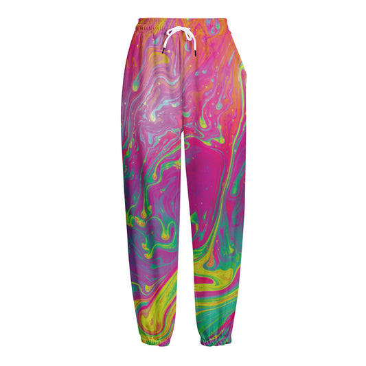 Psychedelic Formed Print Fleece Lined Knit Pants