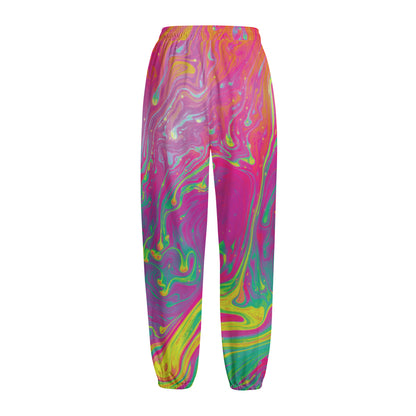 Psychedelic Formed Print Fleece Lined Knit Pants