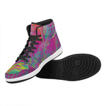 Psychedelic Formed Print High Top Leather Sneakers