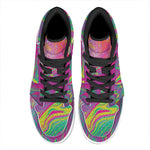 Psychedelic Formed Print High Top Leather Sneakers