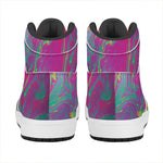 Psychedelic Formed Print High Top Leather Sneakers