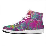 Psychedelic Formed Print High Top Leather Sneakers