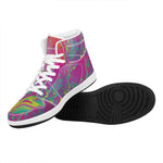 Psychedelic Formed Print High Top Leather Sneakers