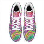 Psychedelic Formed Print High Top Leather Sneakers