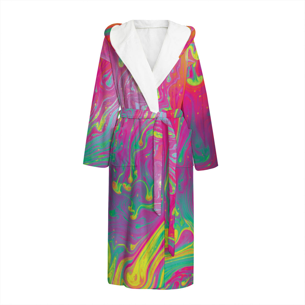 Psychedelic Formed Print Hooded Bathrobe