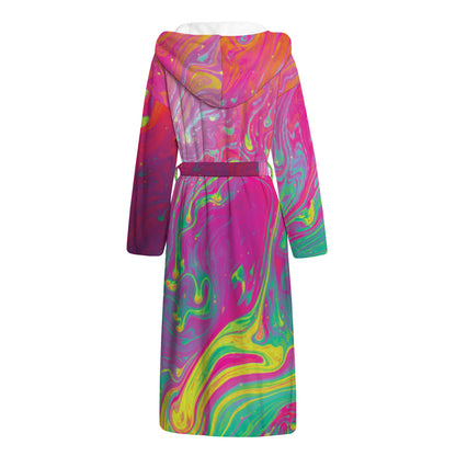 Psychedelic Formed Print Hooded Bathrobe