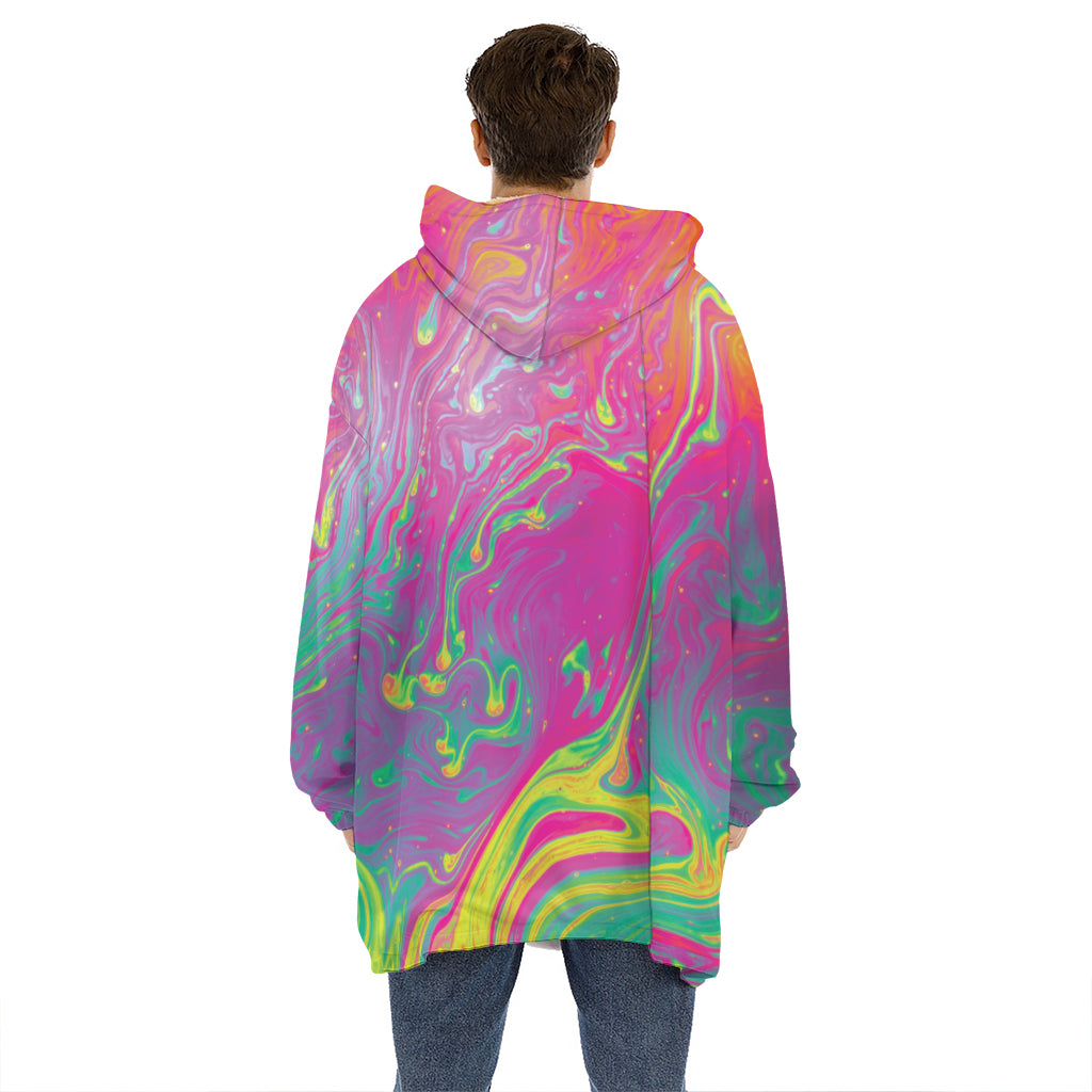 Psychedelic Formed Print Hoodie Blanket