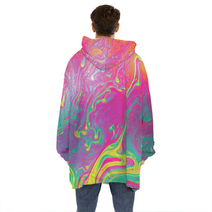 Psychedelic Formed Print Hoodie Blanket