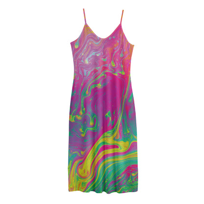 Psychedelic Formed Print Jersey Midi Cami Dress