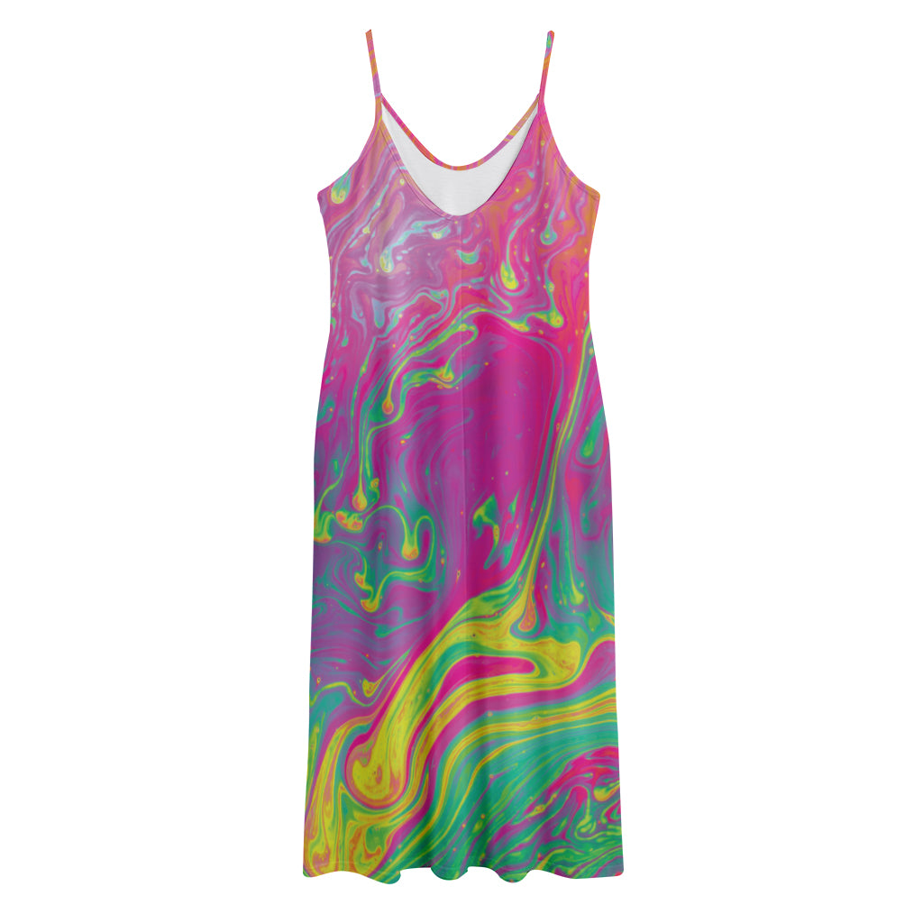 Psychedelic Formed Print Jersey Midi Cami Dress