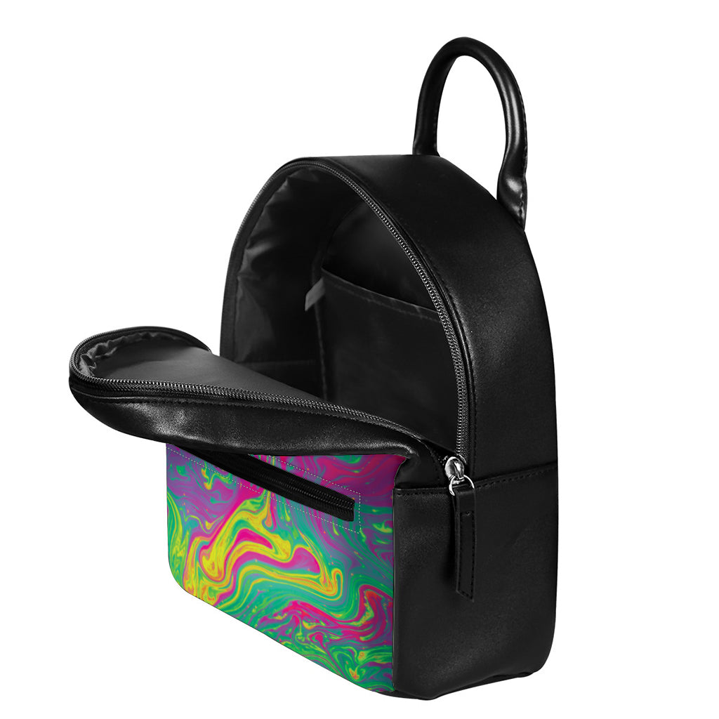 Psychedelic Formed Print Leather Backpack