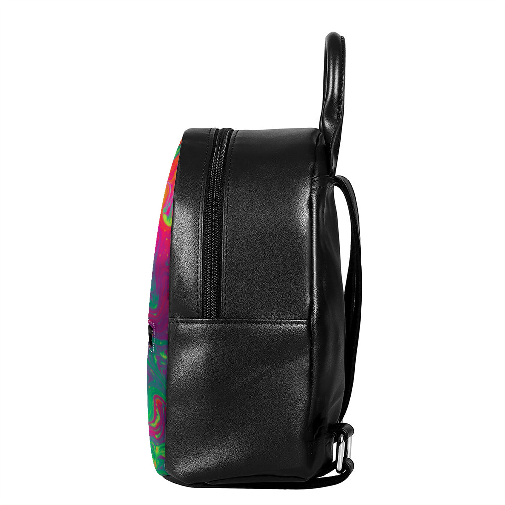 Psychedelic Formed Print Leather Backpack