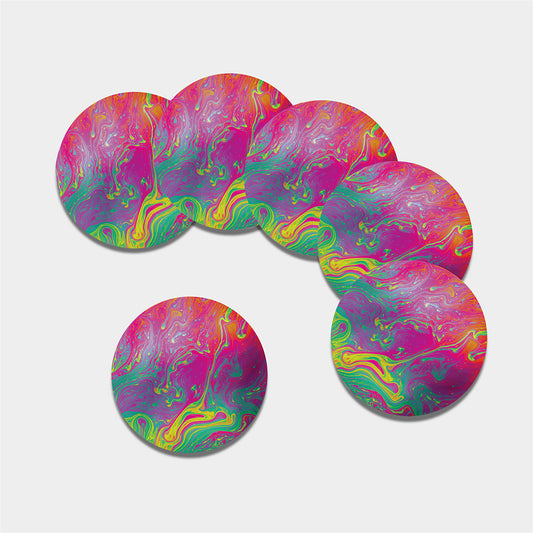 Psychedelic Formed Print Leather Coaster Set