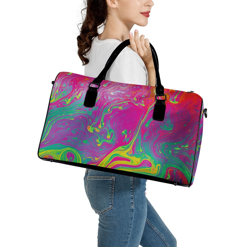 Psychedelic Formed Print Leather Duffle Bag