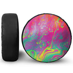 Psychedelic Formed Print Leather Spare Tire Cover